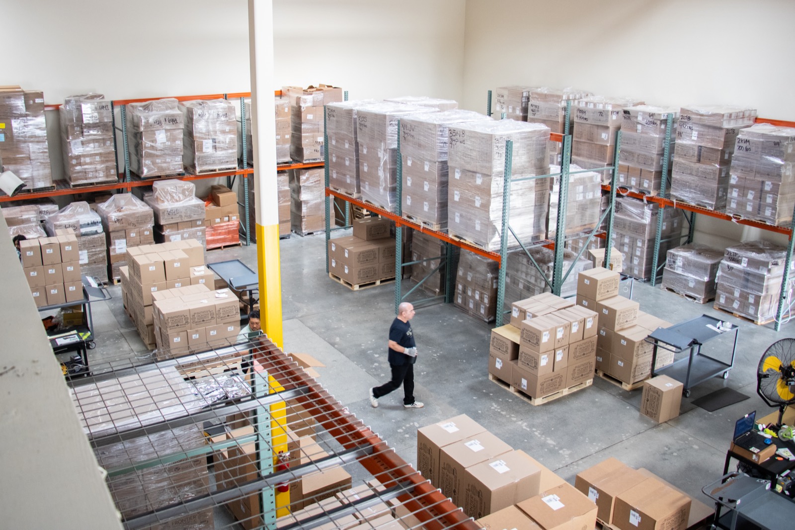 The TESMO FBA prep facility floor in Paramount, Los Angeles